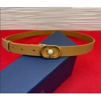 Most Popular Dior Calfskin Leather Belt 2cm with Strass CD Buckle 1231 Brown/Gold 2025