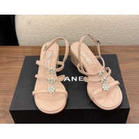 Best Product Chanel Lambskin Leather Low Heel Strap Sandals with Bloom G46964 Pink 2026