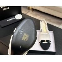 Grade Quality Chanel Calfskin Leather & Grosgrain Slingbacks Pump 9cm with Bow G47021 White 2026