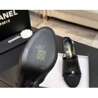 Durable Chanel Calfskin Leather & Grosgrain Slingbacks Pump 9cm with Bow G47021 Black 2026