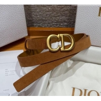 Top Grade Dior Suede Belt 2cm with CD Buckle DR031701 Camel Brown 2026