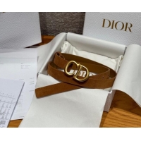 Top Grade Dior Suede Belt 2cm with CD Buckle DR031701 Camel Brown 2026