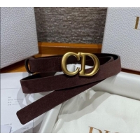 Top Quality Dior Suede Belt 2cm with CD Buckle DR031701 Dark Brown 2026