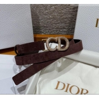 Luxury Cheap Dior Suede Belt 2cm with Strass CD DR031701 Dark Brown 2026
