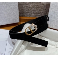 Best Price Dior Suede Belt 2cm with Pearls CD DR031702 Black 2026