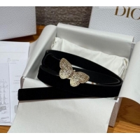 Luxury Cheap Dior Suede Belt 2cm with Butterfly Buckle DR031703 Black 2026