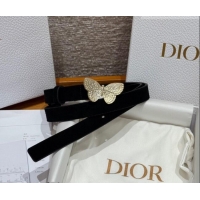 Luxury Cheap Dior Suede Belt 2cm with Butterfly Buckle DR031703 Black 2026