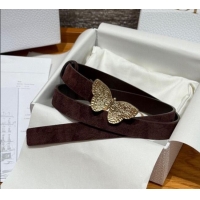 Top Quality Dior Suede Belt 2cm with Butterfly Buckle DR031703 Dark Brown 2026