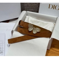 Low Cost Dior Suede Belt 2cm with Butterfly Buckle DR031703 Camel Brown 2026