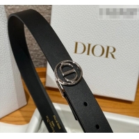Best Price Dior Smooth Leather Belt 2.5cm with Circle CD Buckle DR031704 Black/Silver 2026