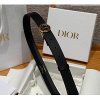 New Design Dior Smooth Leather Belt 2.5cm with Circle CD Buckle DR031704 Black/Gold 2026