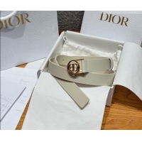 Classic Specials Dior Smooth Leather Belt 2.5cm with Circle CD Buckle DR031704 White/Gold 2026