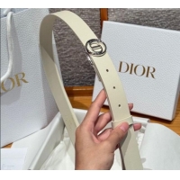 Well Crafted Dior Smooth Leather Belt 2.5cm with Circle CD Buckle DR031704 White/Silver 2026