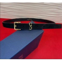 Top Grade Dior Saddle Loop Belt 2cm in Suede with CD Pin Buckle DR031705 Black/Gold 2026