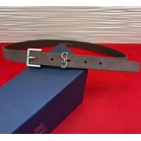 Free Shipping Dior Saddle Loop Belt 2cm in Suede with CD Pin Buckle DR031705 Taupe/Silver 2026