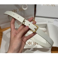 Shop Discount Dior Saddle Loop Belt 2cm in Smooth Leather with CD Pin Buckle DR031705 White/Gold 2026