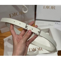 Top Design Dior Saddle Loop Belt 2cm in Smooth Leather with CD Pin Buckle DR031705 White/Silver 2026
