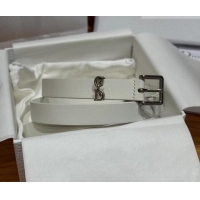 Top Design Dior Saddle Loop Belt 2cm in Smooth Leather with CD Pin Buckle DR031705 White/Silver 2026