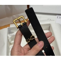 Best Quality Dior Saddle Loop Belt 2cm in Smooth Leather with CD Pin Buckle DR031705 Black/Gold 2026