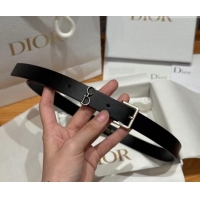 New Fashion Dior Saddle Loop Belt 2cm in Smooth Leather with CD Pin Buckle DR031705 Black/Silver 2026