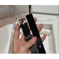 New Fashion Dior Saddle Loop Belt 2cm in Smooth Leather with CD Pin Buckle DR031705 Black/Silver 2026