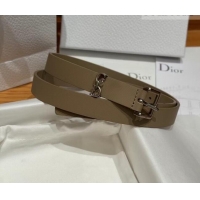 Inexpensive Dior Saddle Loop Belt 2cm in Smooth Leather with CD Pin Buckle DR031705 Khaki/Silver 2026