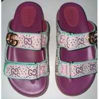 ​Top Grade Gucci Moritz Embellished Canvas-Jacquard Slides 780066 Purple