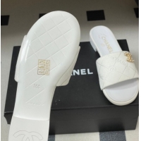 Best Product Chanel Quilted Cotton Flat Slides Sandal CH030902 White 2026