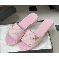 Good Looking Chanel Quilted Cotton Flat Slides Sandal CH030902 Pink 2026