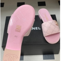 Good Looking Chanel Quilted Cotton Flat Slides Sandal CH030902 Pink 2026