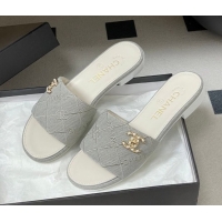 Shop Duplicate Chanel Quilted Cotton Flat Slides Sandal CH030902 Grey 2026