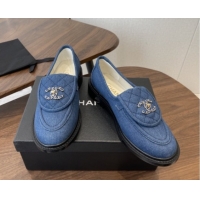 Pretty Style Chanel Cotton Mocassins Loafers G47119 Denim Blue 2026