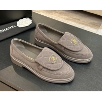 Stylish Chanel Corduroy Mocassins Loafers G47119 Grey 2026
