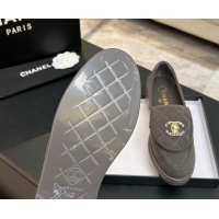 Stylish Chanel Corduroy Mocassins Loafers G47119 Grey 2026