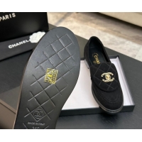Good Quality Chanel Corduroy Mocassins Loafers G47119 Black 2026