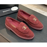 Perfect Chanel Corduroy Mocassins Loafers G47119 Deep Red 2026