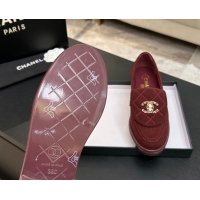 Perfect Chanel Corduroy Mocassins Loafers G47119 Deep Red 2026