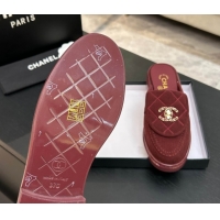 Top Design Chanel Corduroy Flat Mules with CC Foldover G47119 Deep Red 2026