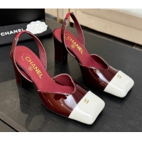 Sumptuous Chanel Slingbacks in Patent Calfskin 9cm Heel G47204 Burgundy Spring Summer 2026
