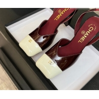Sumptuous Chanel Slingbacks in Patent Calfskin 9cm Heel G47204 Burgundy Spring Summer 2026