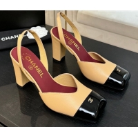Trendy Design Chanel Slingbacks in Lambskin & Patent Calfskin 9cm Heel G47204 Beige Spring Summer 2026