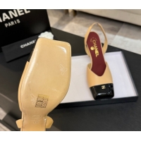 Trendy Design Chanel Slingbacks in Lambskin & Patent Calfskin 9cm Heel G47204 Beige Spring Summer 2026