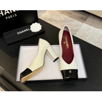 Best Price Chanel Pumps in Lambskin & Patent Calfskin 9cm Heel G47203 White Spring Summer 2026