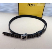Best Quality Fendi FF Canvas and Calfskin Belt 2cm FE102201 Black/Silver 2024