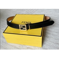 Luxury Cheap Fendi Women's Calfskin Belt 2.5cm with FF Buckle 0315 Black 2025