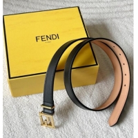 Luxury Cheap Fendi Women's Calfskin Belt 2.5cm with FF Buckle 0315 Black 2025