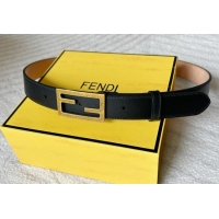 Well Crafted Fendi Women's Calfskin Belt 3cm with FF Buckle 0315 Black/Aged Gold 2025