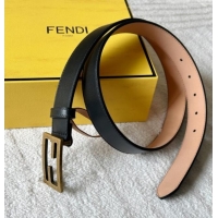Well Crafted Fendi Women's Calfskin Belt 3cm with FF Buckle 0315 Black/Aged Gold 2025