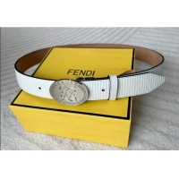 Traditional Specials Fendi Men's Striped Calfskin Belt 3.4cm 0315 White 2025