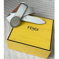 Traditional Specials Fendi Men's Striped Calfskin Belt 3.4cm 0315 White 2025